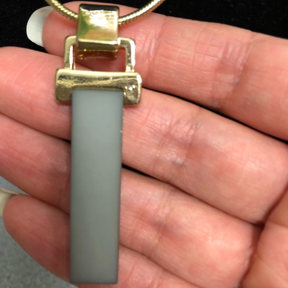 Grey and Gold Rectangle Pendant Necklace - Picture 5 of 5